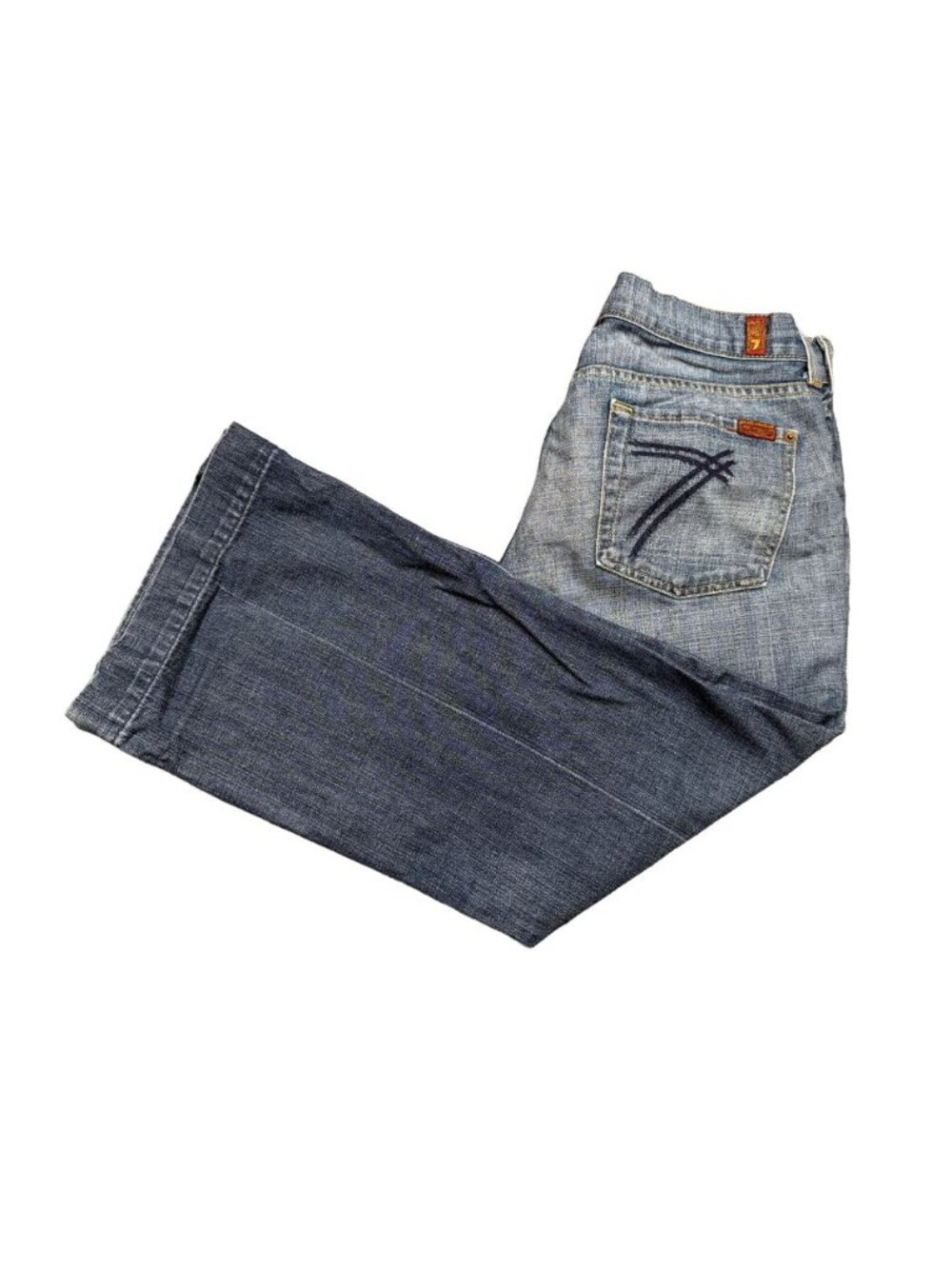 7 For All Mankind Dojo Jeans Womens 30 Wide Leg Flare Crop Capri Y2K 700110 - Picture 1 of 7